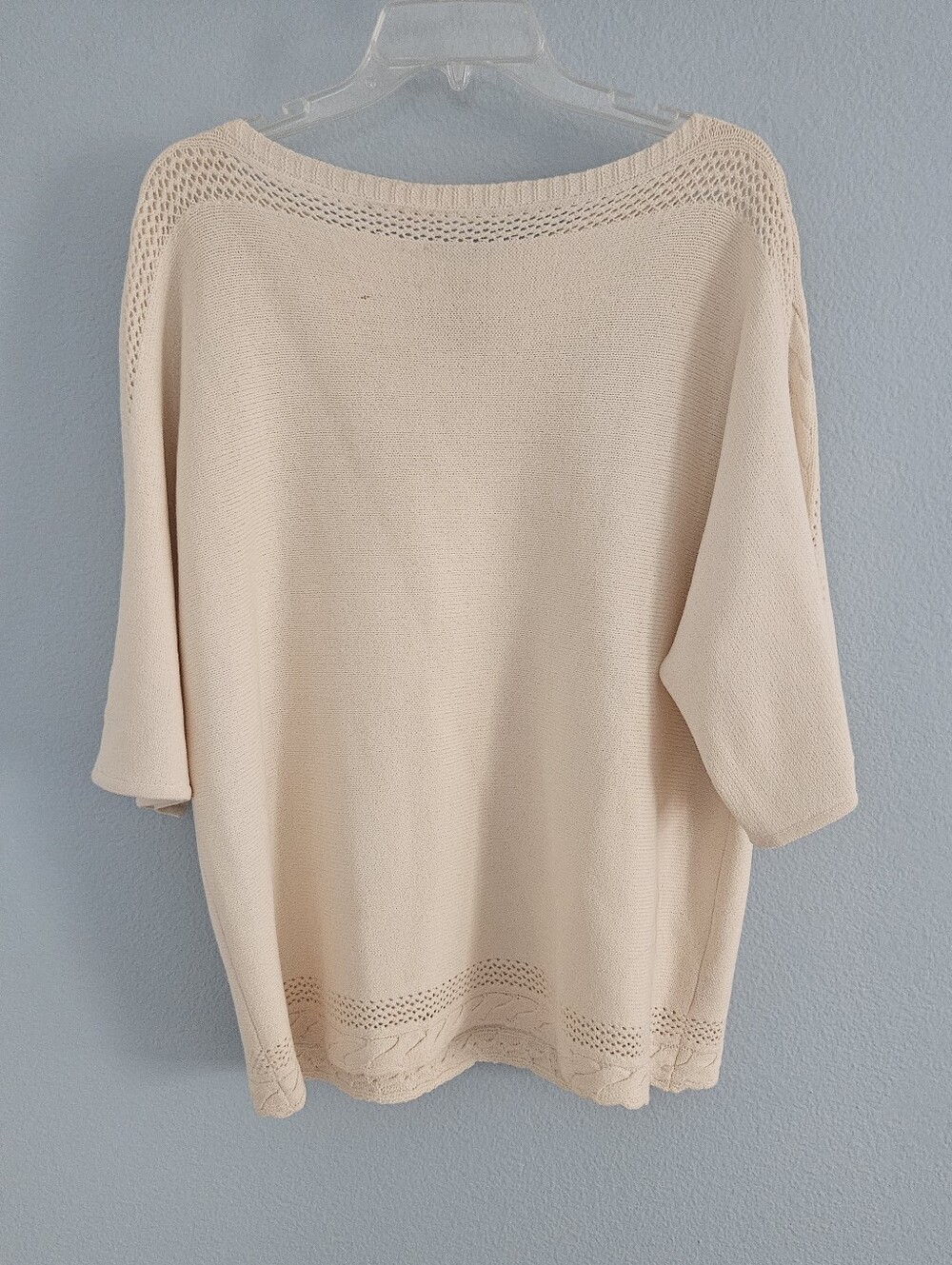 St John's Cream Knit Women’s Sweater - Lightweight Openwork Detail